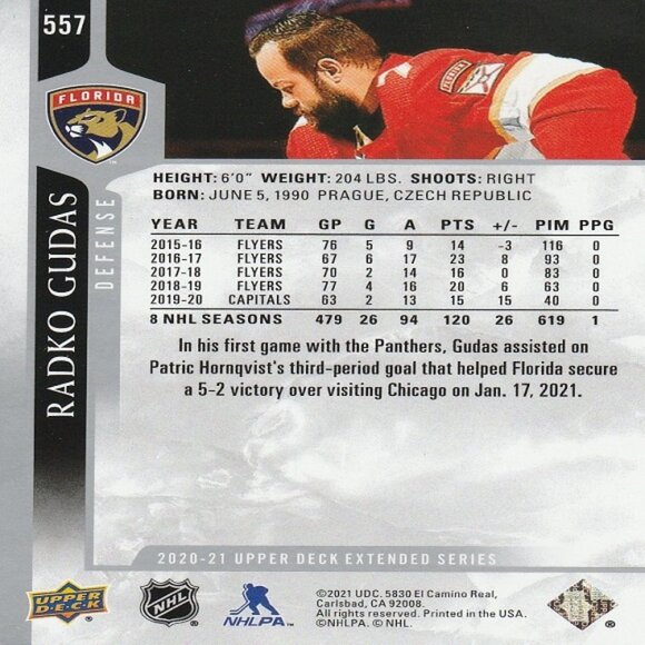 Radko Gudas - 2020/2021 Upper Deck Extended Series - Picture 2 of 2